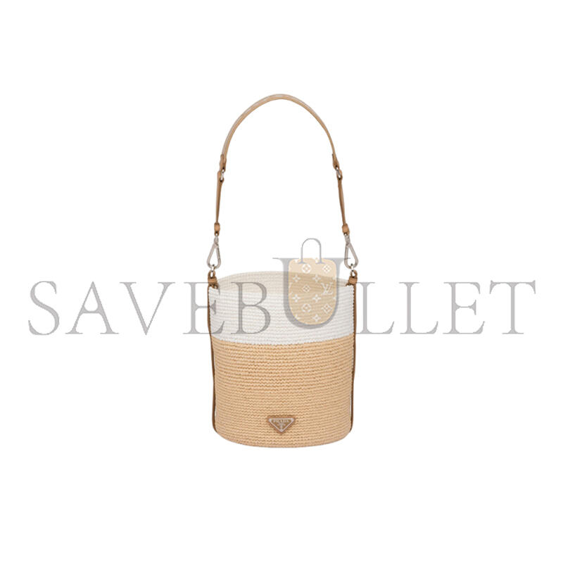 Pra*a crochet and leather mini-bucket bag 1be063 (25*23*20cm)